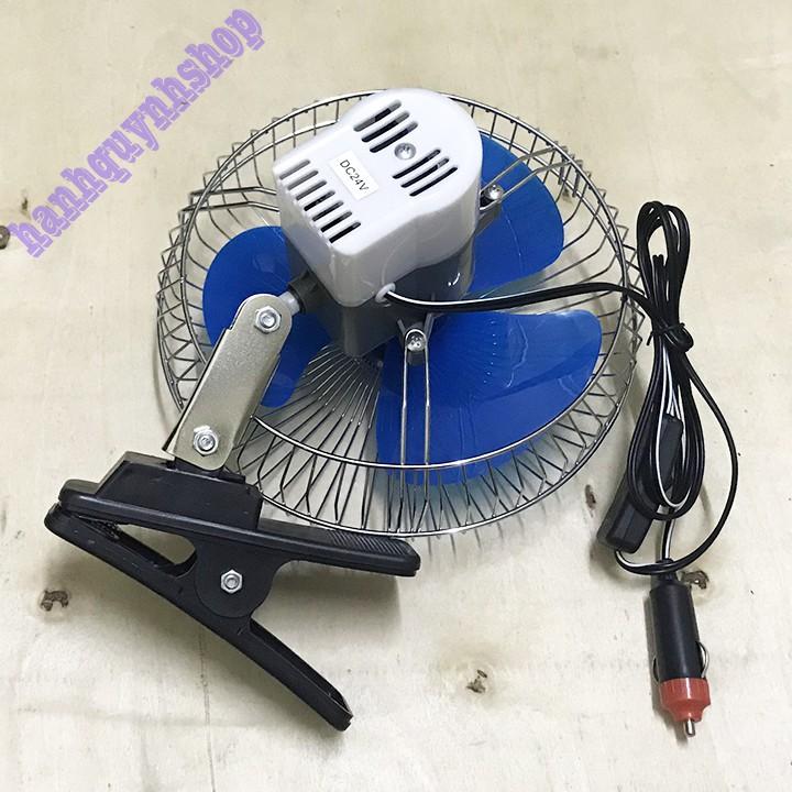 Quạt Kẹp Mini Lồng Sắt Sử Dụng Cho Ô Tô Xe Hơi Máy Công Trình Tiện Dụng 12V hoặc 24V