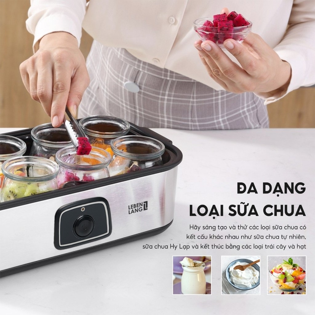 Máy làm sữa chua Sothing Lebenlang LBL9139 công suất 20w, dung tích 180ml gồm 8 lọ thủy tinh- Hàng chính hãng