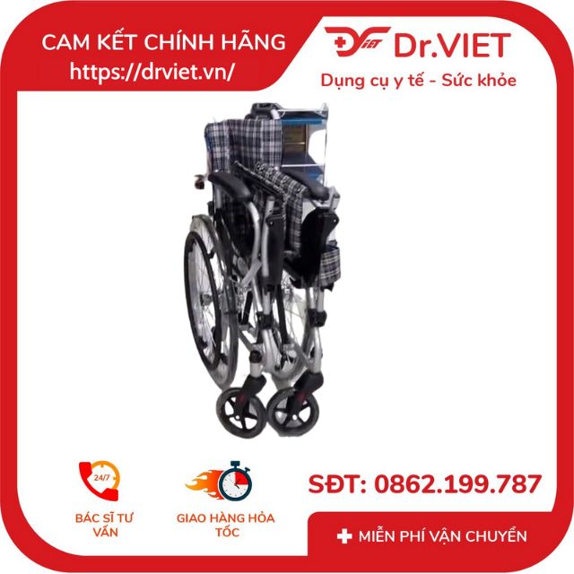Xe lăn tay du lịch hợp kim nhôm gọn nhẹ siêu bền Lucass X-16LJ nhập khẩu chính hãng dành cho người già, bệnh nhân