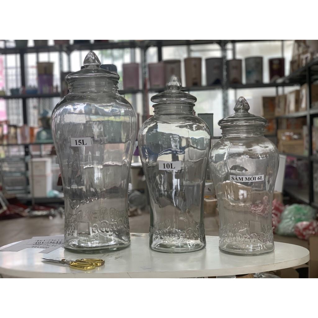 Bình Thủy Tinh ngâm rươu không Vòi chân mây - Dung tích 6L - 10L - 15L