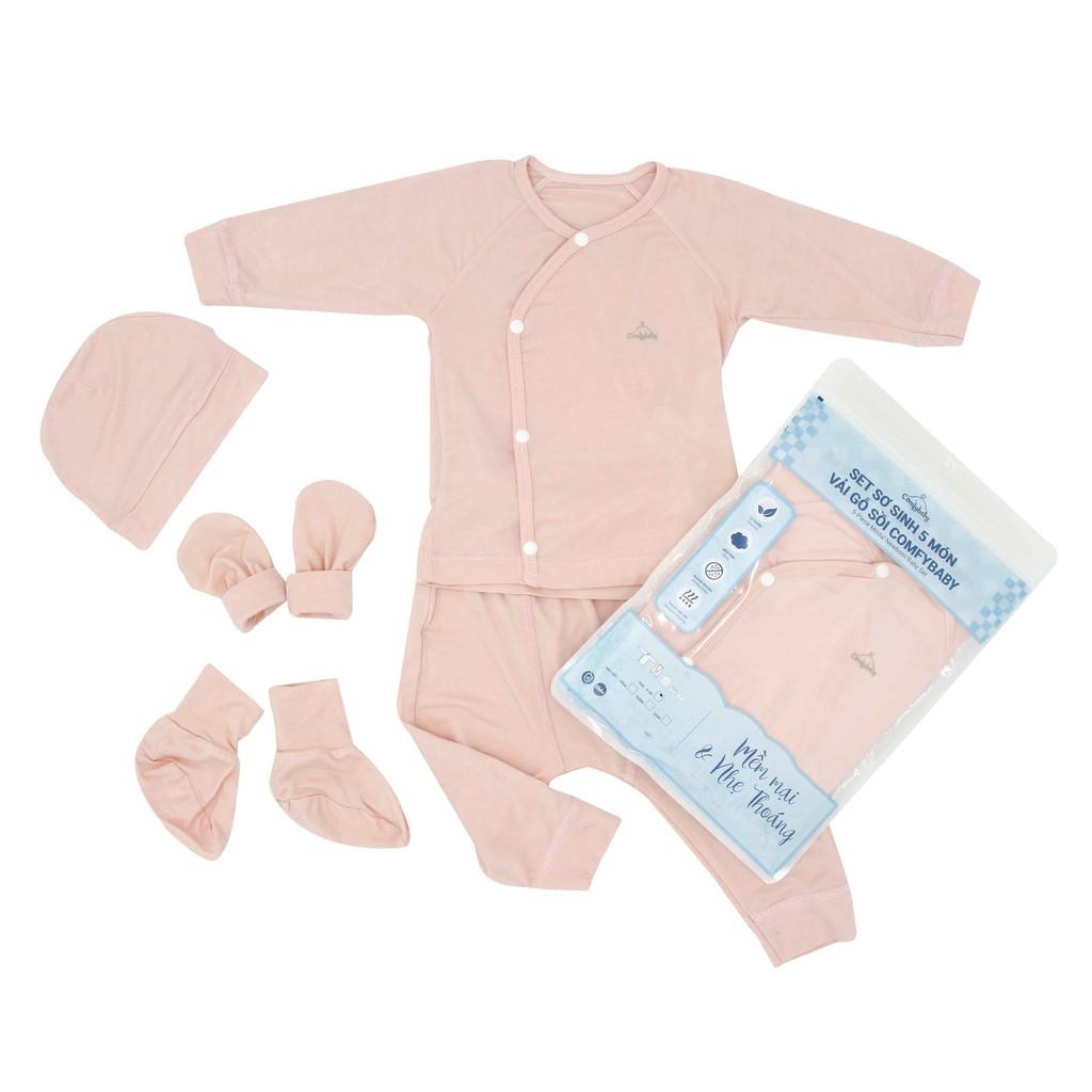 Set quần áo cài chéo 5 món vải modal làm từ sợi cây sồi siêu mềm và thoáng khí  Comfybaby size sơ sinh Newborn