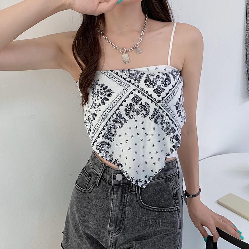 Áo yếm CHẤT SU MÁT hai dây hoạ tiết thổ cẩm bên trong lót áo bra đệm ngực A8131