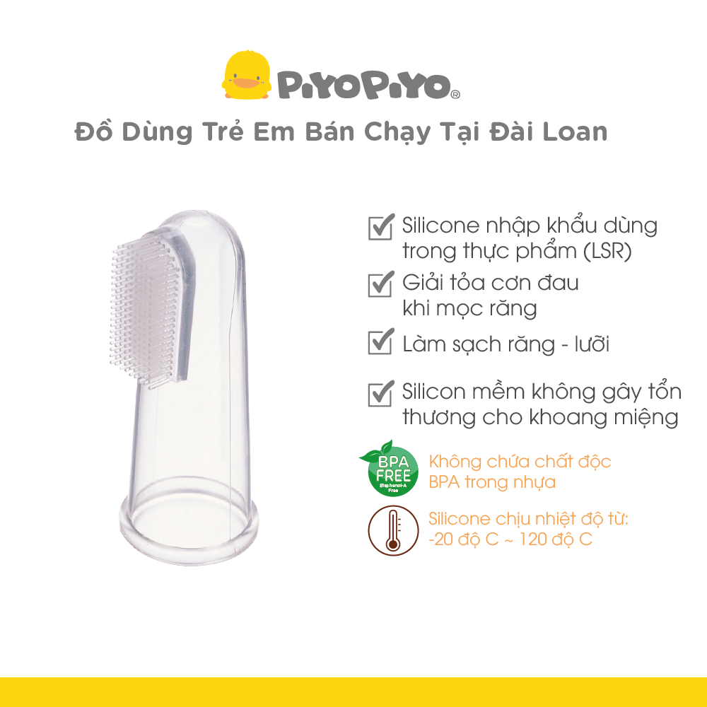 Bàn chải rơ lưỡi cho bé 6 tháng tuổi trở lên Piyo Piyo, chất liệu silicone mềm mại