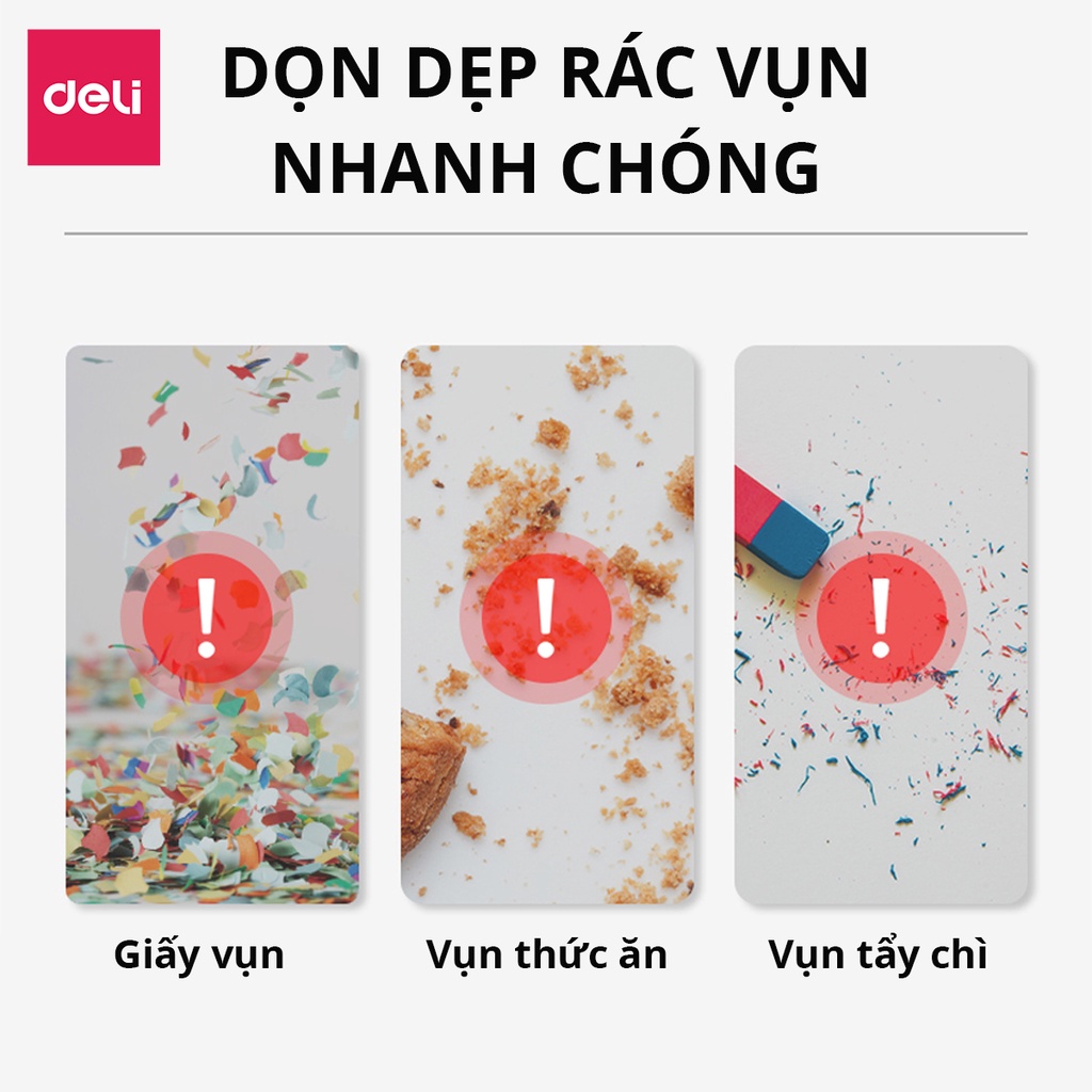 Máy hút bụi mini không dây cầm tay nhỏ nhắn tiện dụng Deli - Lực hút ổn đinh - Phù hợp vệ sinh bàn phím, laptop, góc học tập, nhà bếp, ô tô - Trắng / Xanh dương - Hàng chính hãng -18883