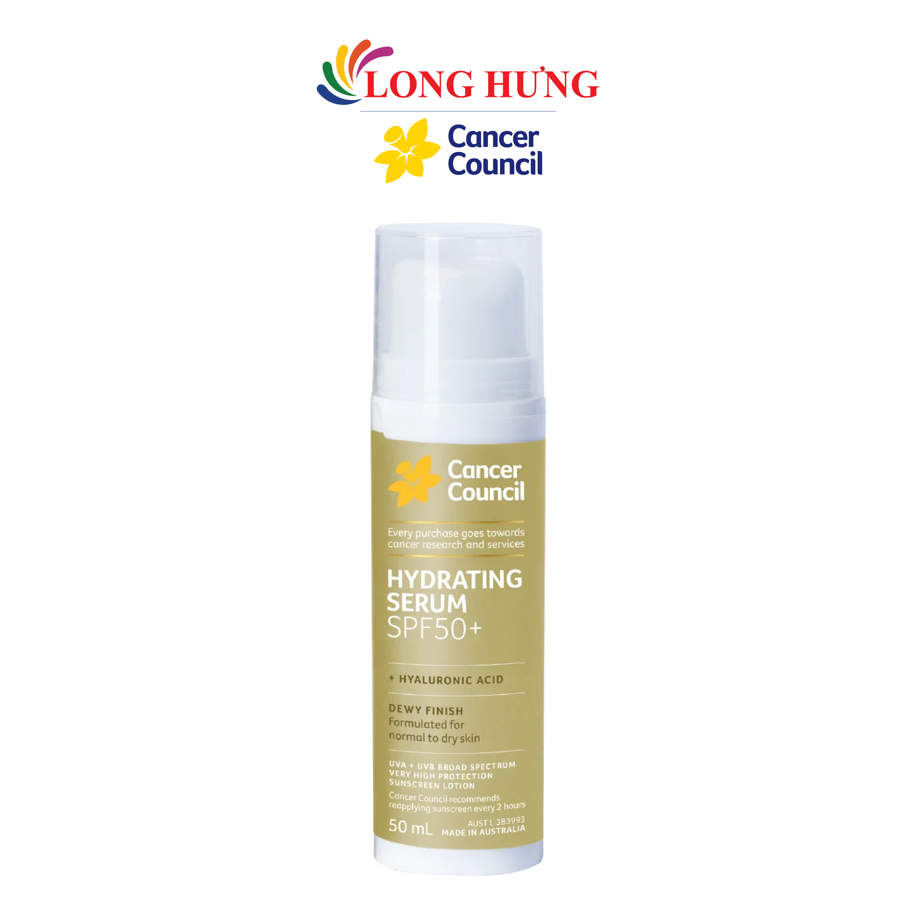 Tinh chất chống nắng cấp ẩm Cancer Council Hydrating Serum SPF50+ (50ml) - Hàng chính hãng