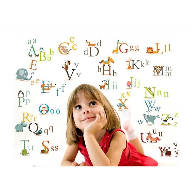 Decal trang trí Bảng Chữ Cái hình Thú Tinh nghịch cho Trẻ