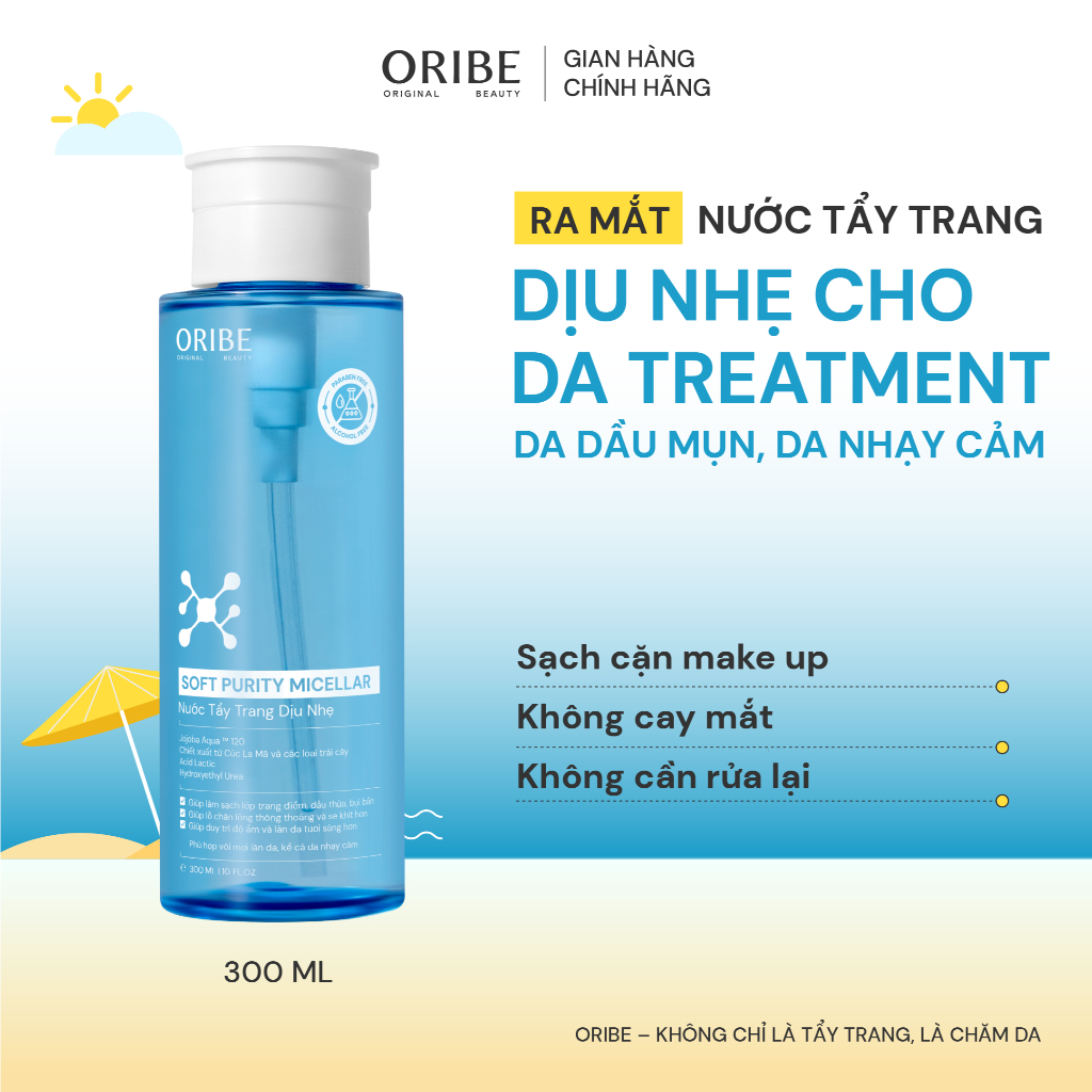 Nước tẩy trang Oribe làm sạch sâu dịu nhẹ không cay mắt cho mọi làn da 300ml