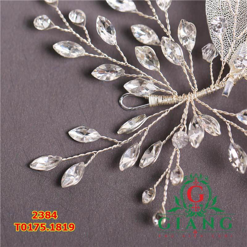 Cài tóc cô dâu lá xi trắng đi đá 2384