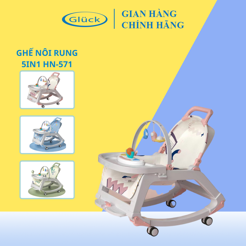 Ghế nôi bập bênh có bánh xe tiện lợi 5 trong 1 cho bé HN-571