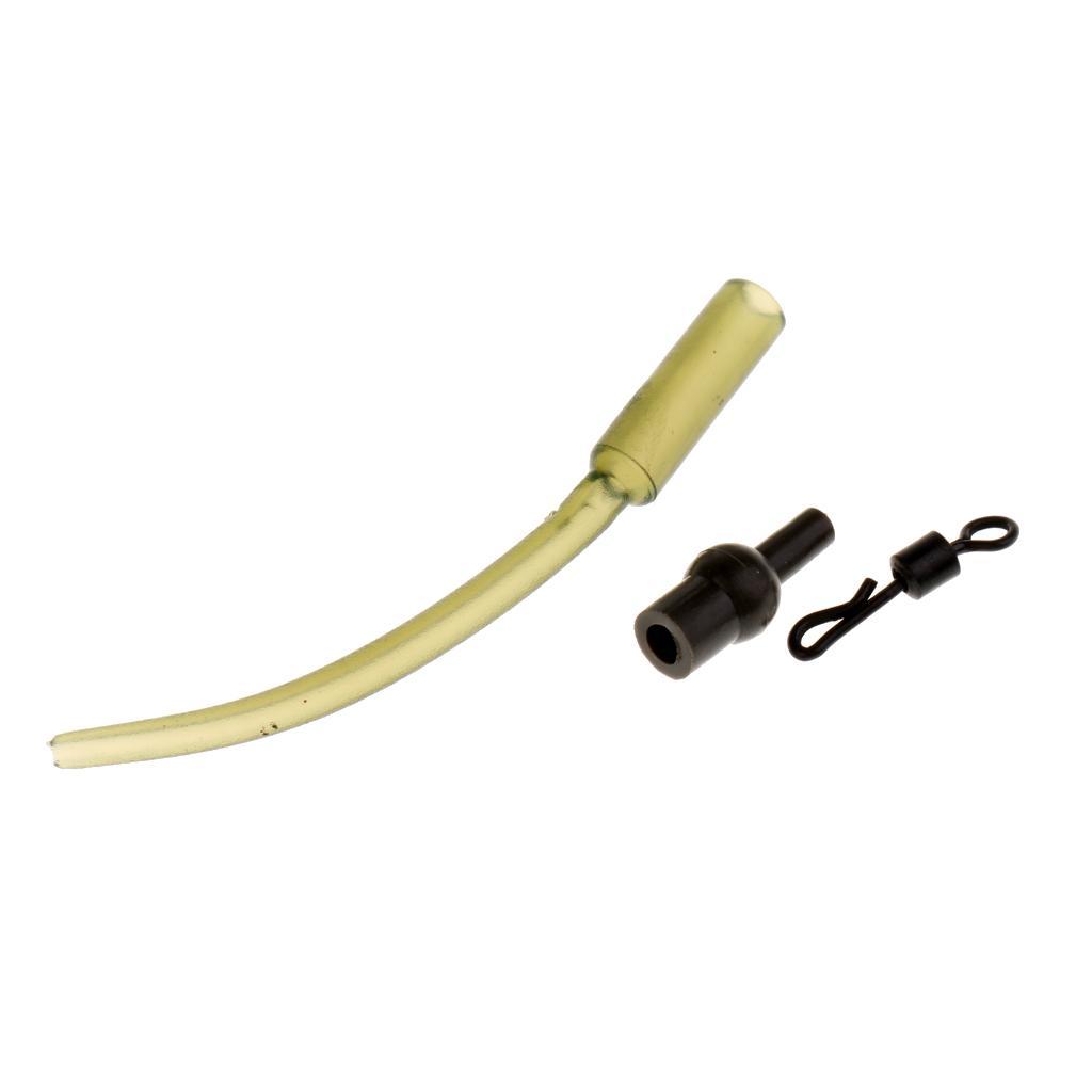 30Pcs/set Grass Green Crimp Protectors, Lure Rigs, Chod Rig Sleeves with Quick Change Swivels Carp Fishing Terminal Tackle