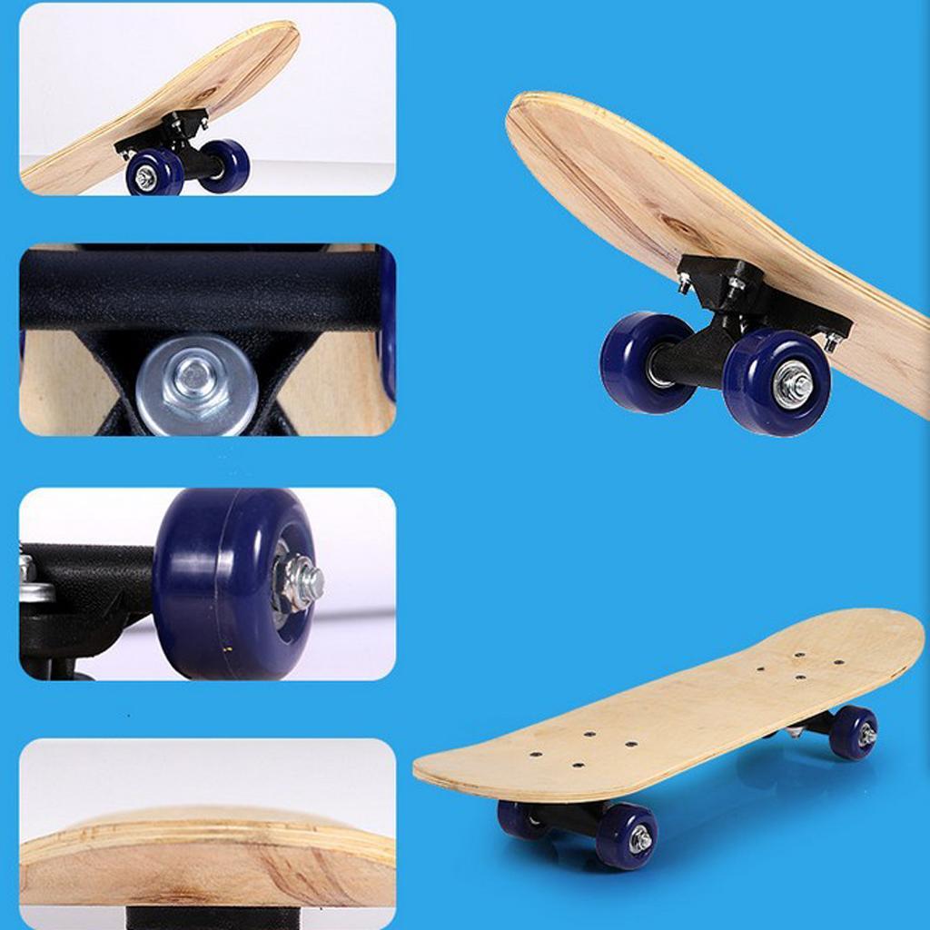 Kids Skateboard Complete Wheel Truck Maple Wood Deck Solid Blank Longboard