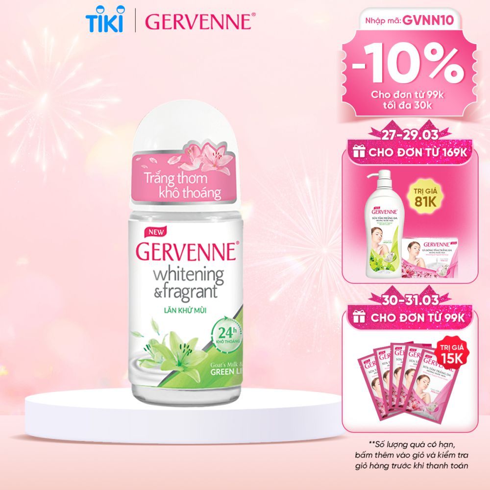 Lăn khử mùi trắng da Gervenne Green Lily 50gr