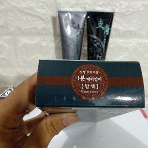 Nhuộm phủ bạc nhanh 1 phút Jichung 1 Minute Hair Color 120g + Móc khóa