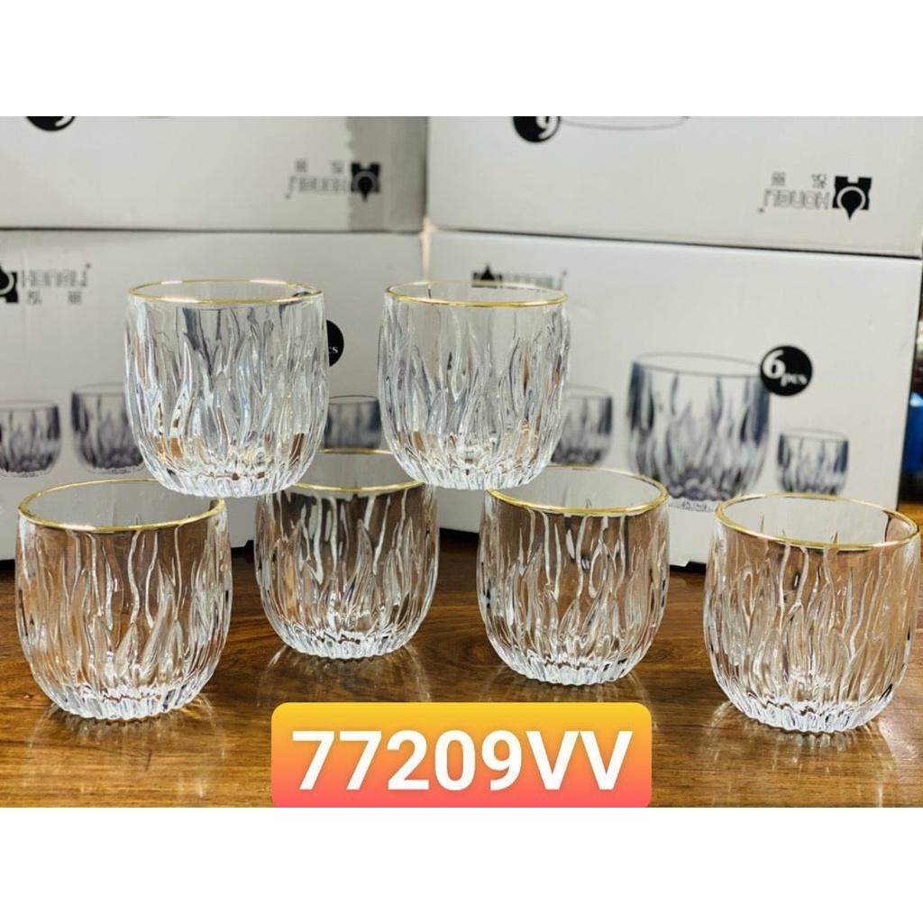 Bộ 6 ly thủy tinh chịu nhiệt cao cấp dùng uống nước hoặc rượu tây vân sóng trắng 300ml