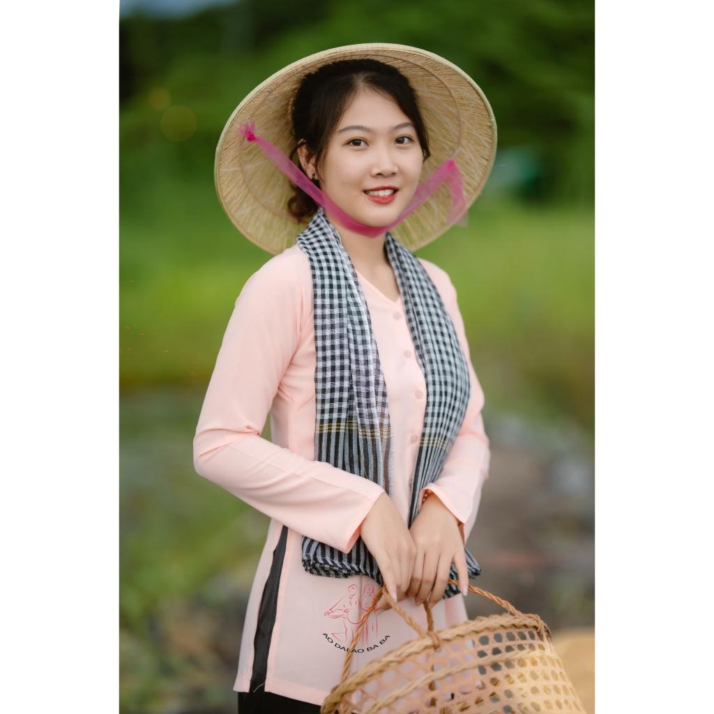 Bộ bà ba lụa hồng cam quần phi đen - Có bộ bà ba Bigsize- may sỉ bà ba toàn quốc - May bộ bà ba theo yêu cầu - Bộ bà ba, Bộ bà ba