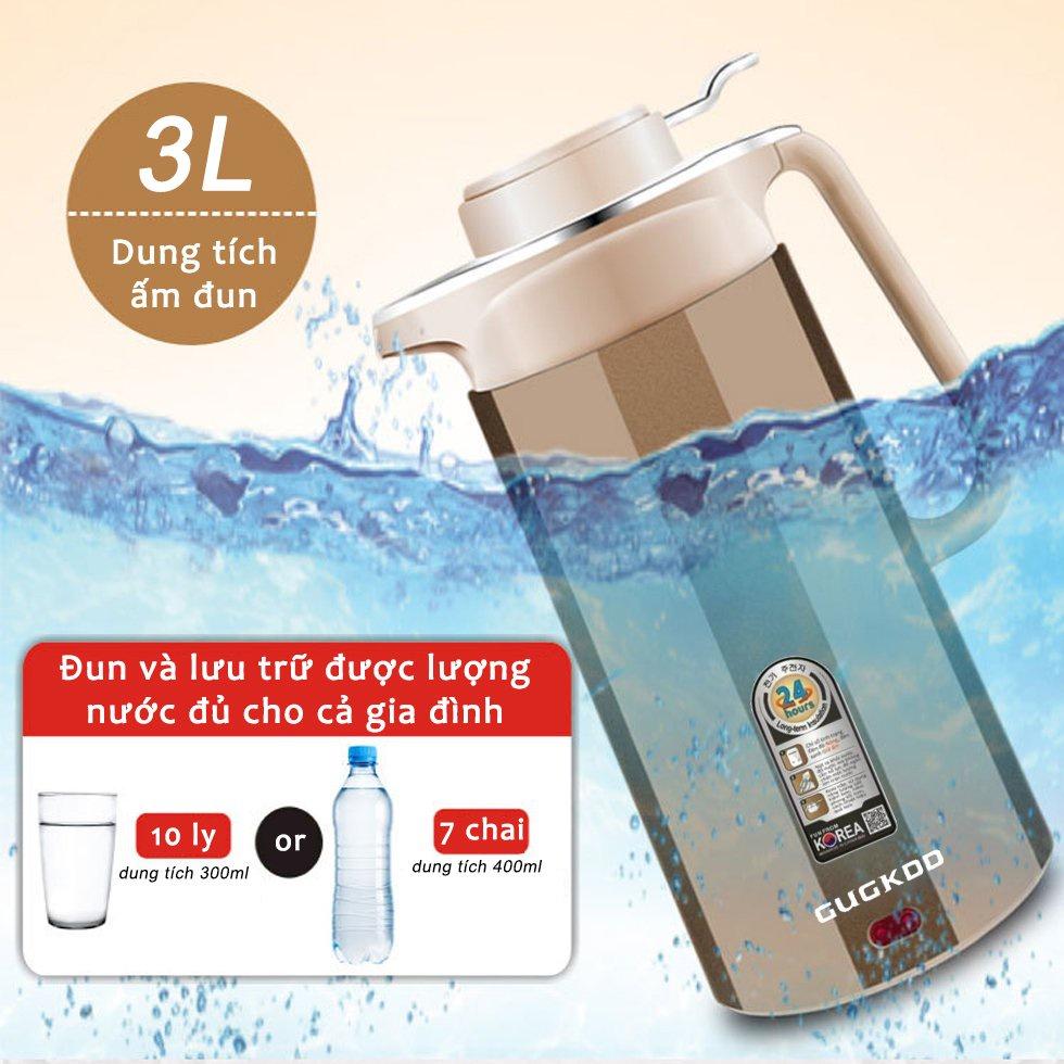 Ấm Siêu Tốc Đa Năng 2 In 1 GUGKOO 3L, Ấm Đun Nước Kèm Bình Giữ Nhiệt Chất Liệu Cao Cấp Không Gỉ Sôi Nhanh