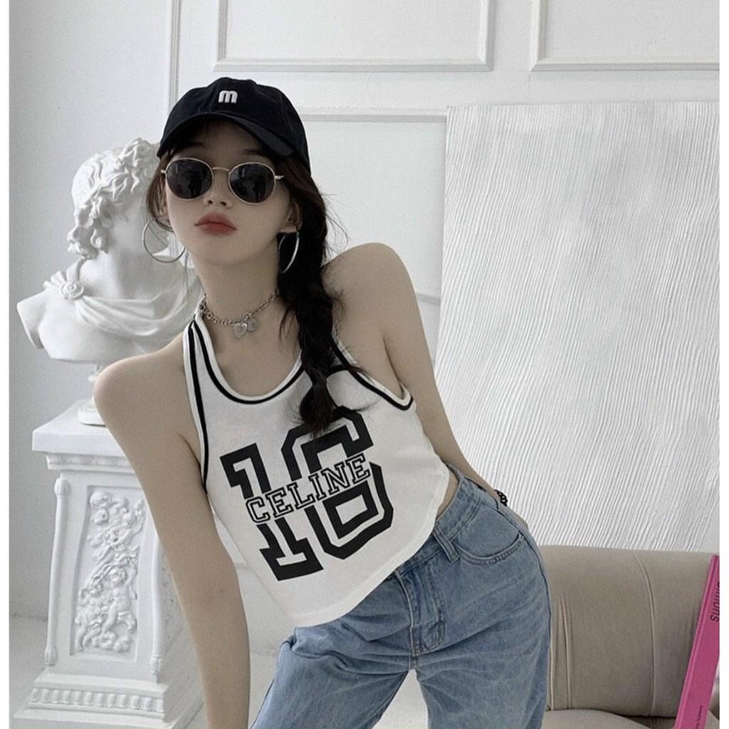 Áo Ba Lỗ Croptop In Chữ Kiểu Thể Thao Cá Tính