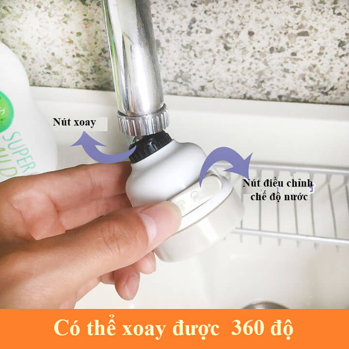 Đầu Nối Vòi Nước Tăng Áp Xoay 360 Độ Có Nút Điều Chỉnh Dòng Nước Tiện Lợi - PucaMart