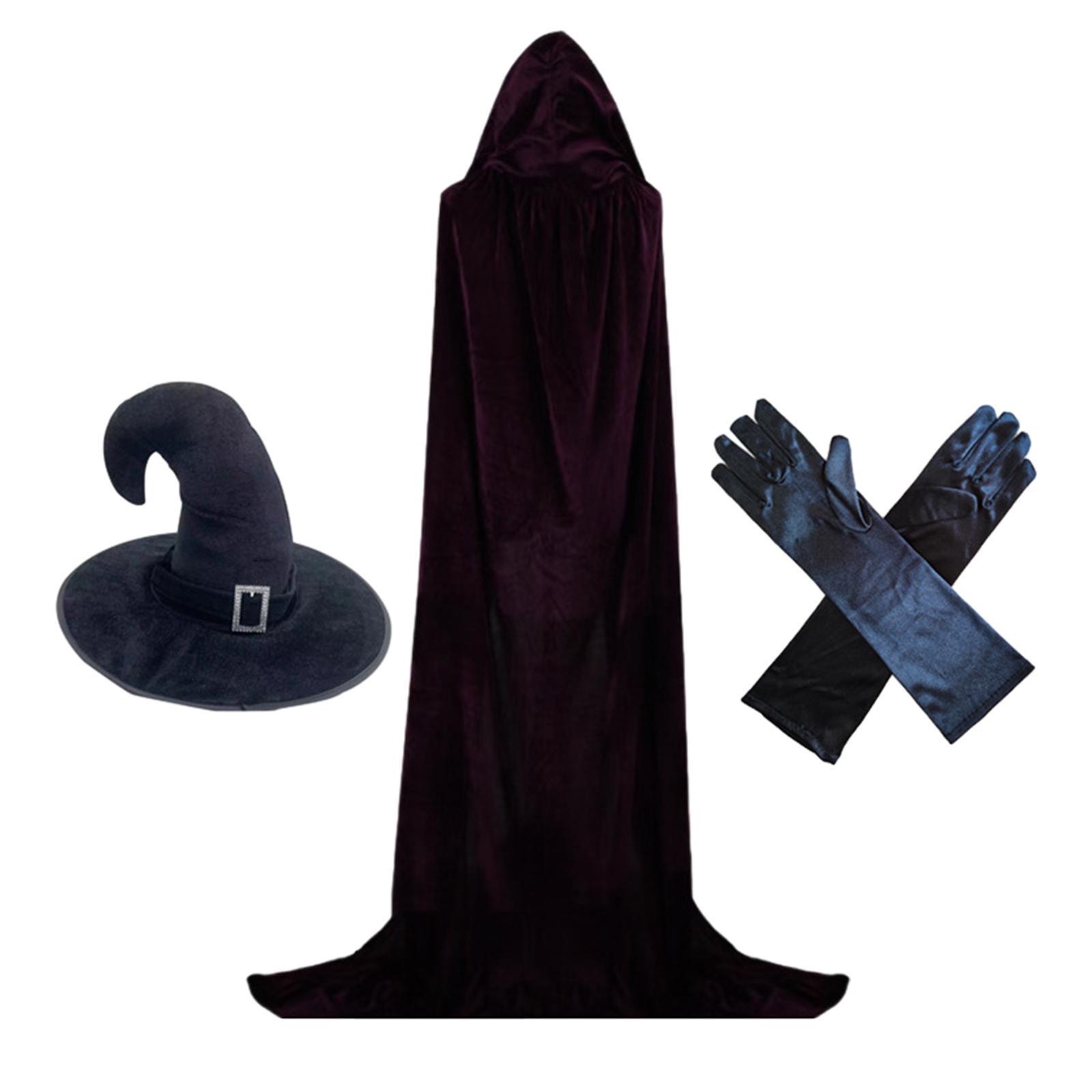 Halloween Witch Costume Set Apparel for Adults, Hooded Cape Photography Prop Outfits Cosplay Costume for Festivals, Carnival