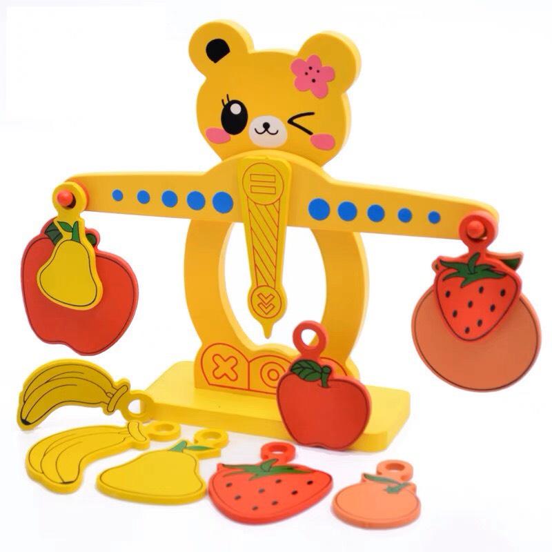 Đồ chơi cân gỗ thăng bằng, cân bằng hình Gấu cho bé học toán