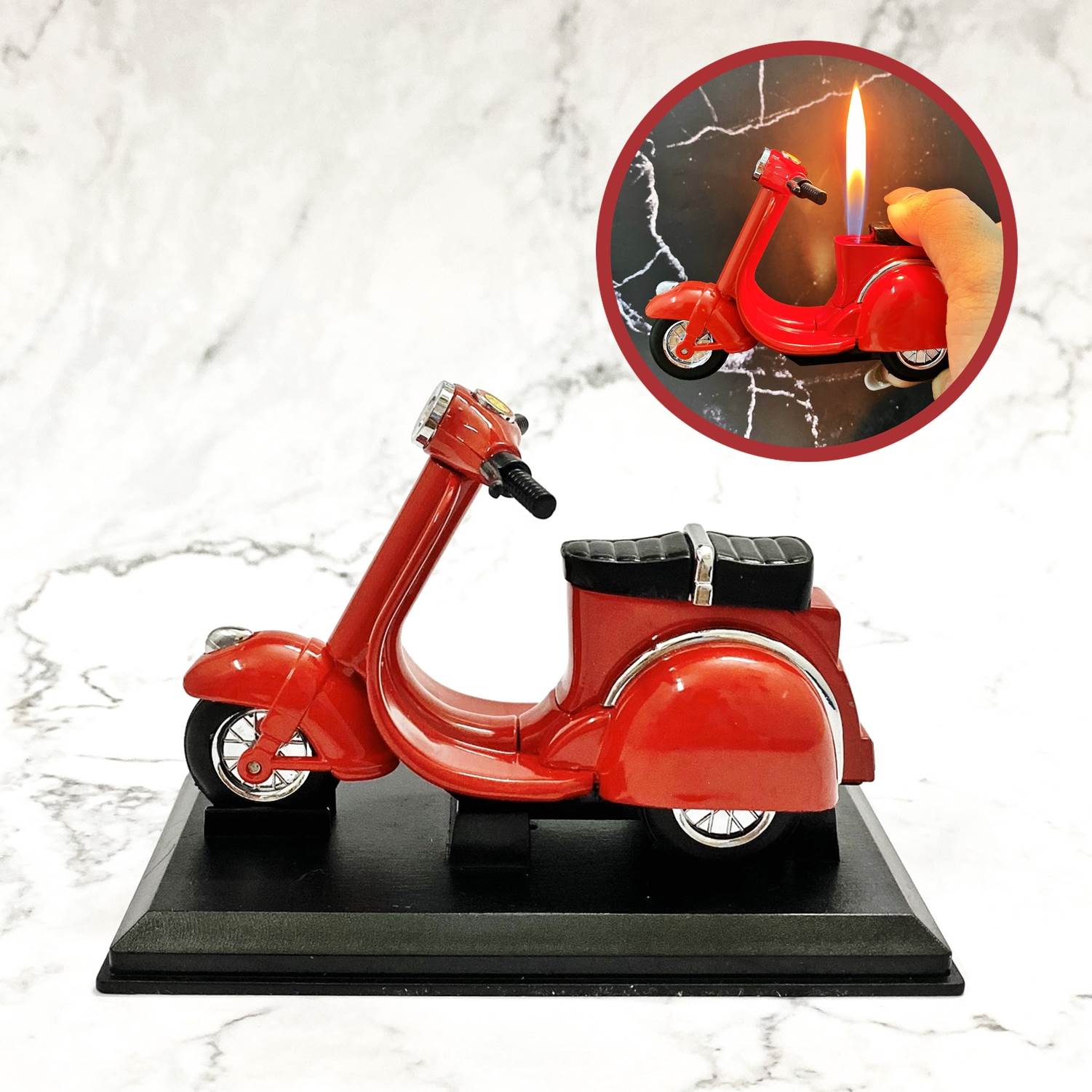 Hột quẹt bật lửa hình chiếc xe Vespa kim loại - xài gas