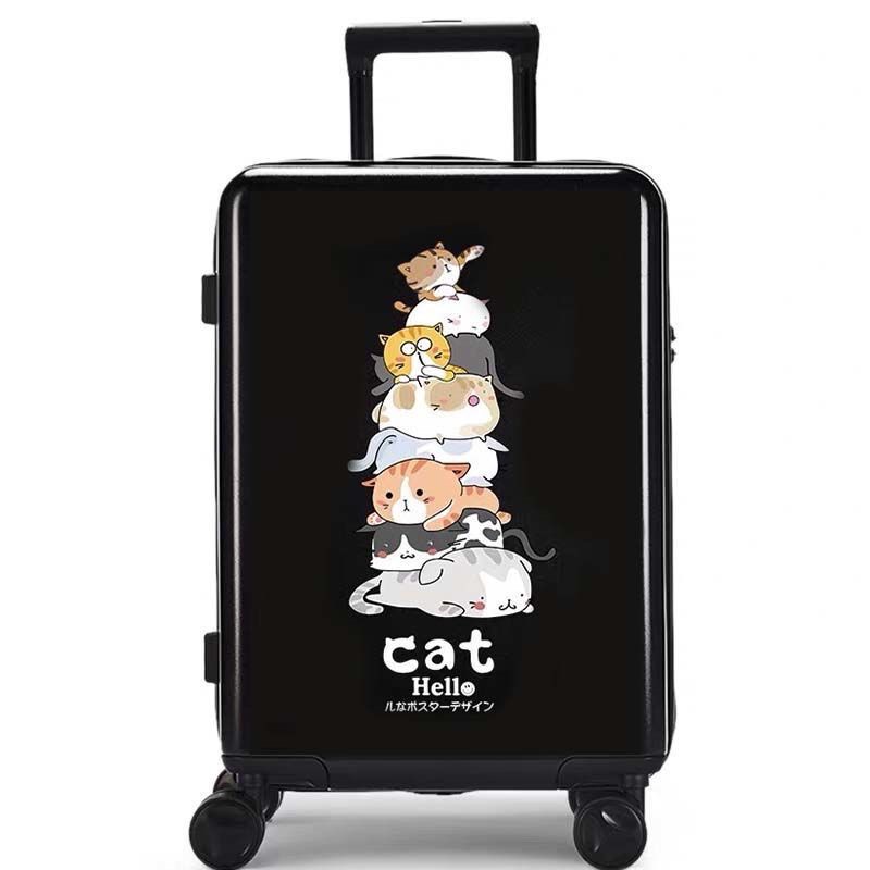 Vali Du Lịch In Hình Mèo CAT Cute Hình In UV Không Bong Tróc Chất Liệu Nhựa PC+ABS Xịn Hàng Sẵn 20/22/24/26 inch