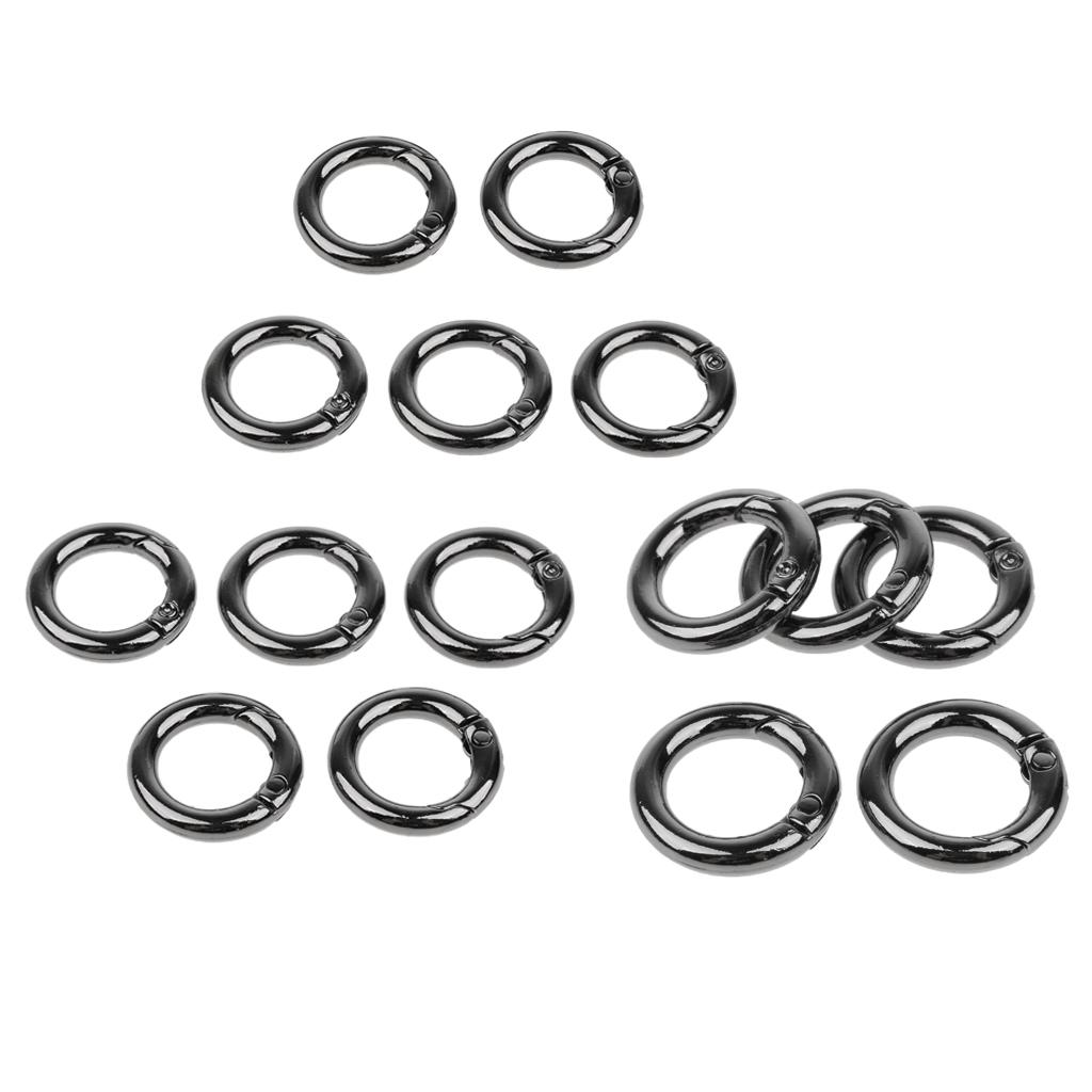 15pcs Zinc Alloy Round Carabiners Spring Buckles Snap Hook Keychain