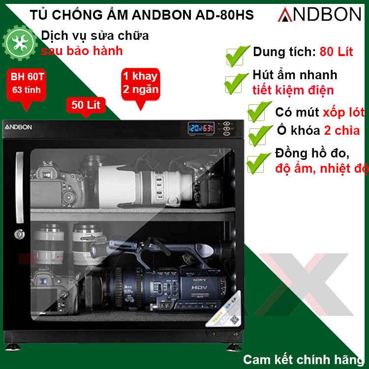 Tủ Chống Ẩm Andbon AD-80HS (80 Lít) - Hàng Nhập Khẩu