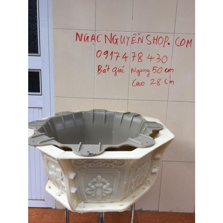 Khuôn Đúc chậu bát giác ngang 50cm cao 28cm mẫu Hoa Chữ có lòng trong liền khối hàng dày dặn