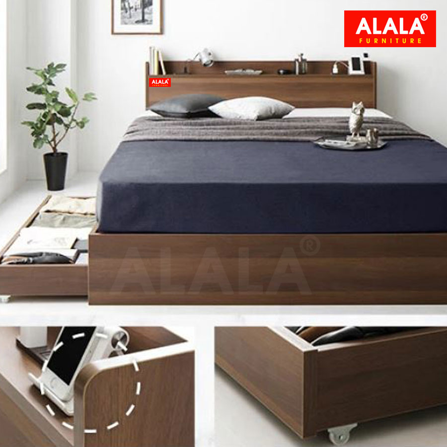 Giường ngủ ALALA01 + 2 hộc kéo / Miễn phí vận chuyển và lắp đặt/ Đổi trả 30 ngày/ Sản phẩm được bảo hành 5 năm từ thương hiệu ALALA/ Chịu lực 700kg