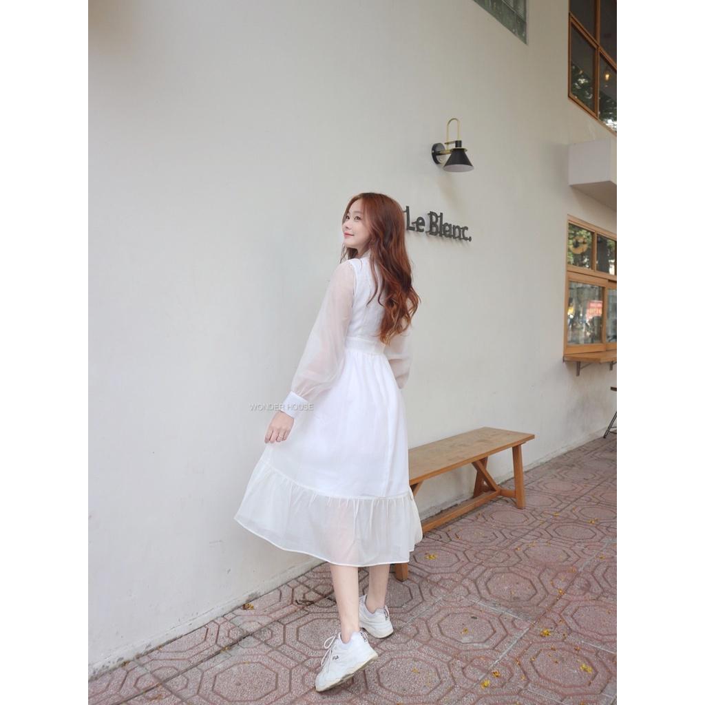 Đầm thiết kế WONDERHOUSE cổ thắt nơ tay dài công sở, dự tiệc chất liệu lụa sang chảnh - Kelly Dress