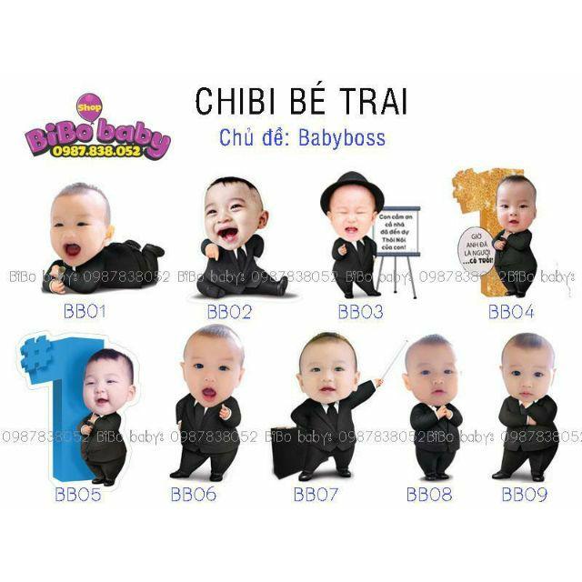 Thiết kế hình chibi trang trí tiệc sinh nhật có chân đứng - BiBo baby