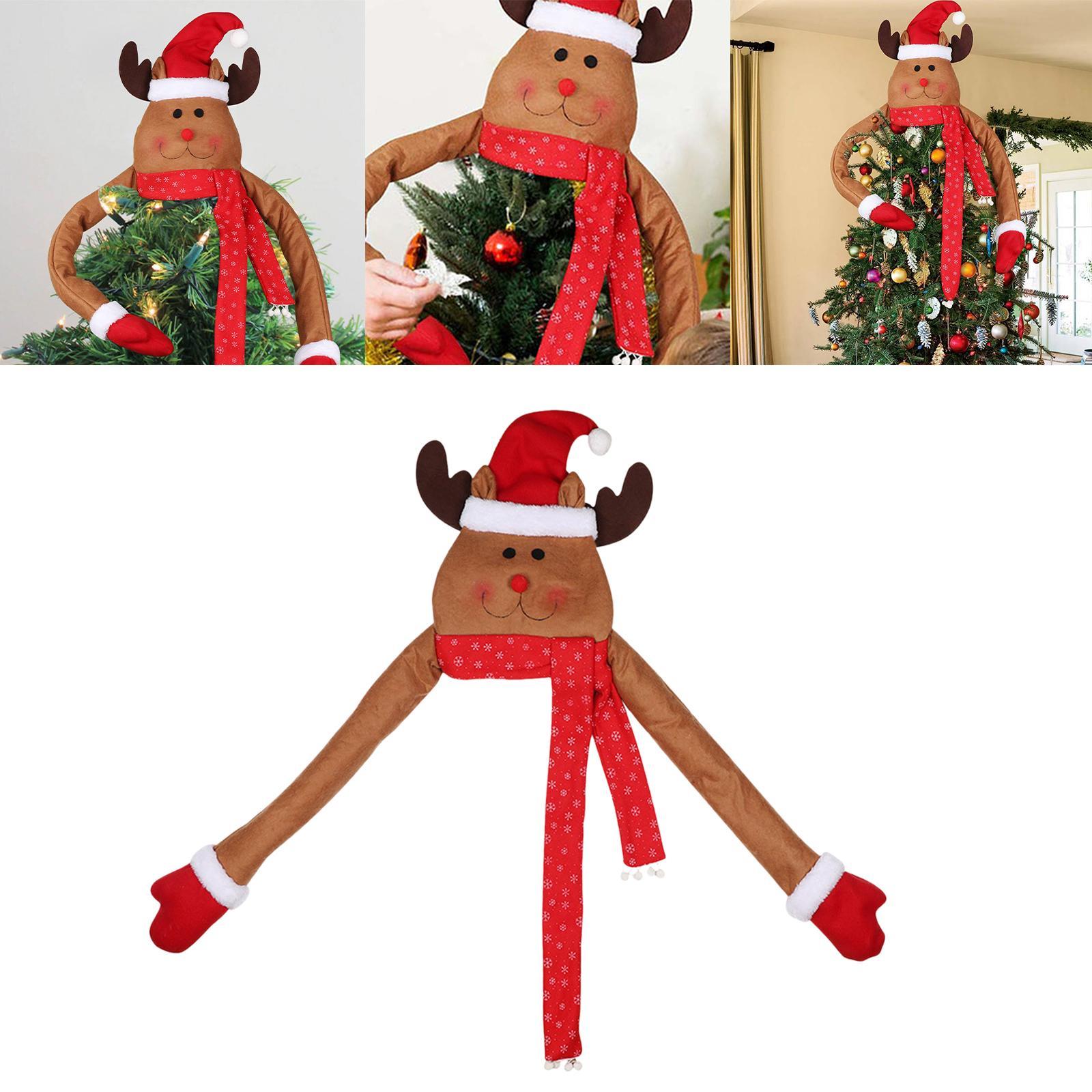 Holiday Topper Elk Doll Tree Top Hat Props for Festival Winter Indoor