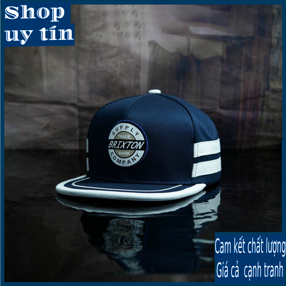 Freeship - MŨ NÓN KẾT LƯỠI TRAI SNAPBACK XANH NAVY SỌC TRẮNG THỜI TRANG NAM NỮ CHẤT LƯỢNG CAO CẤP