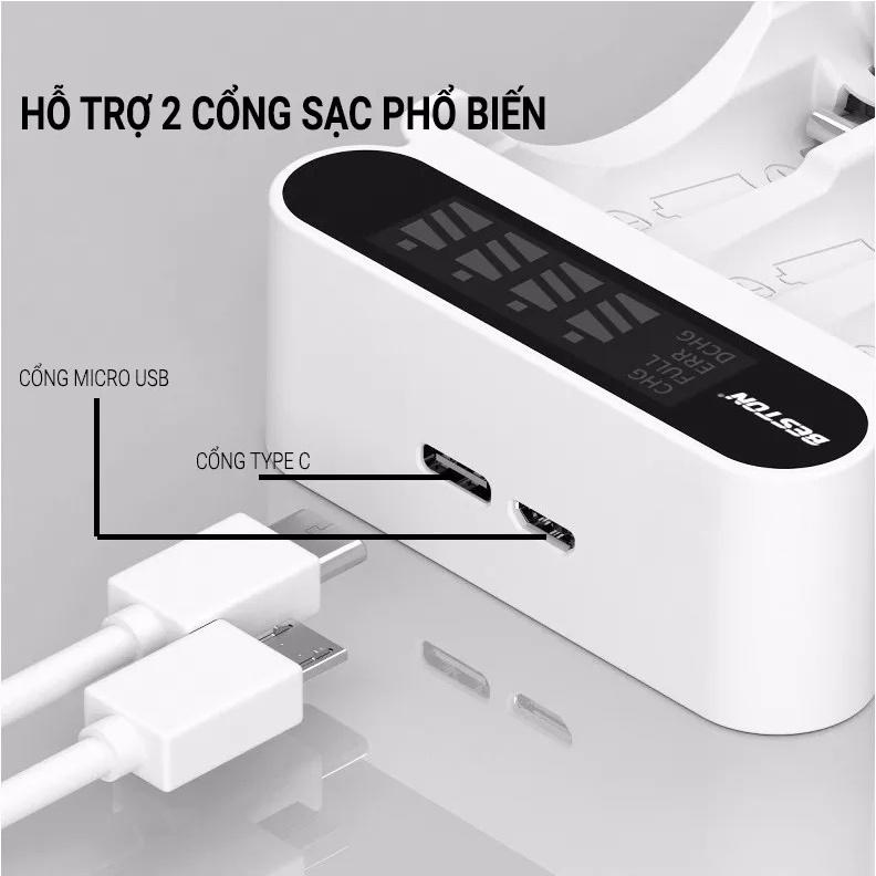 Bộ Sạc pin AA AAA Beston C9023L, có tính năng sạc nhanh, tự ngắt khi đầy, màn hình LCD thông minh, dùng cho micro,remote