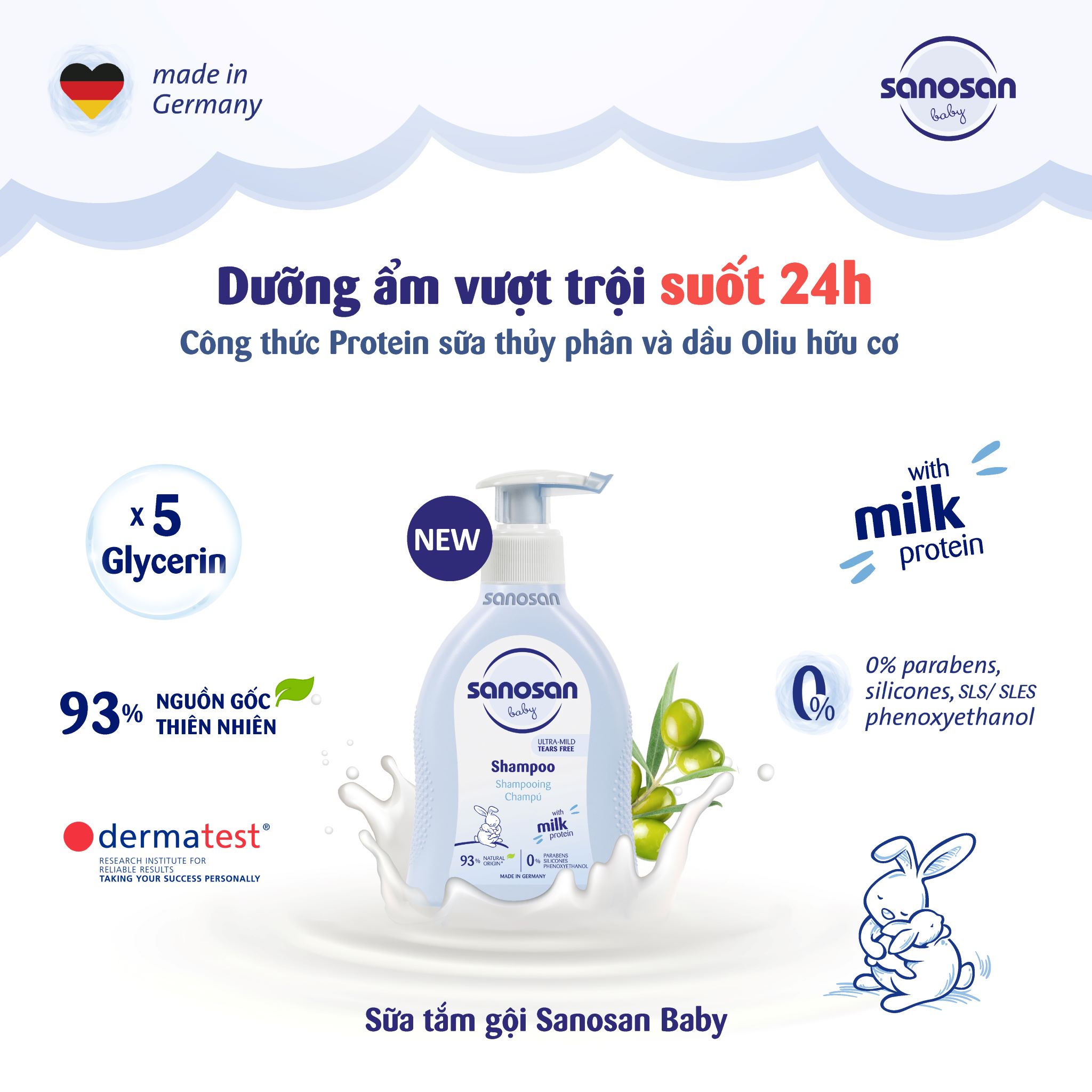 SỮA TẮM GỘI SANOSAN BABY BATH AND SHAMPOO