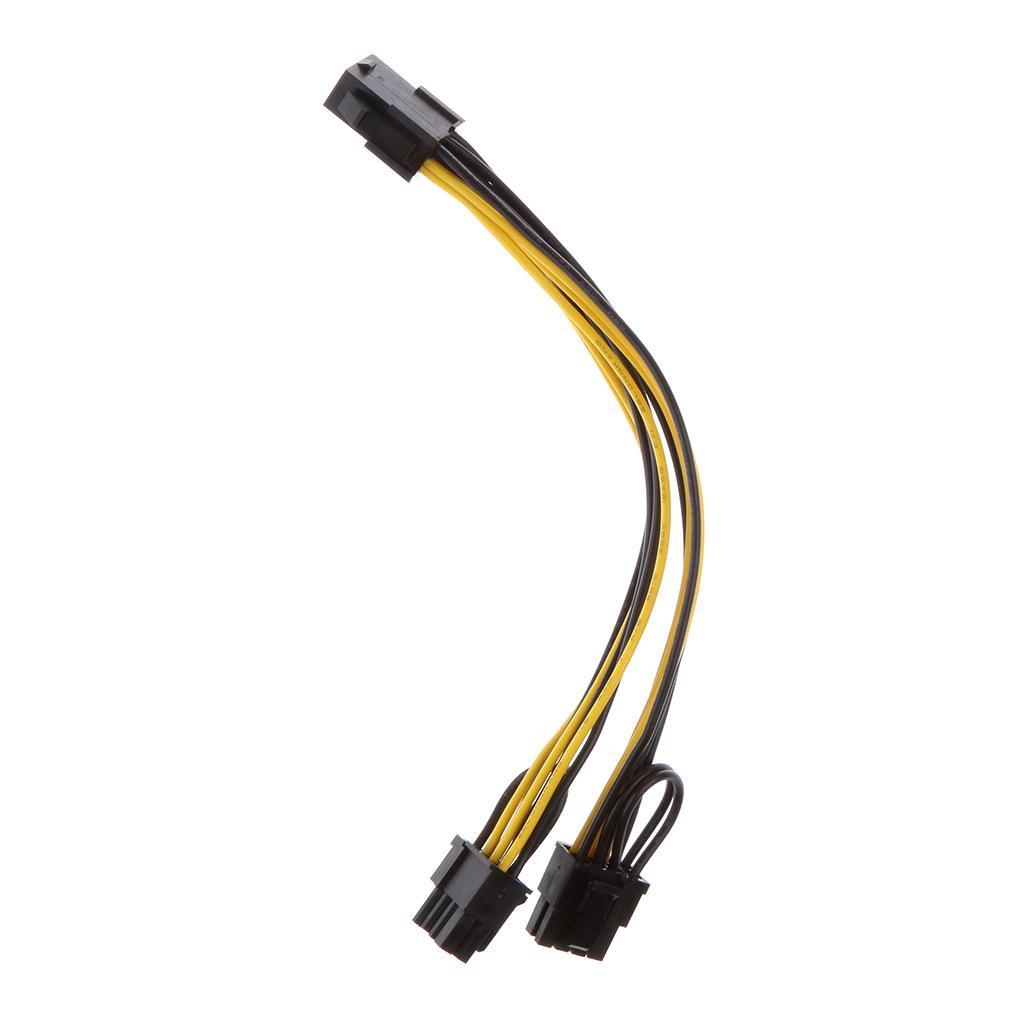 2pcs Video Card Splitter Cable 6 to 2xPCIe 8pin+2x 15pin SATA to 6pin PCIe
