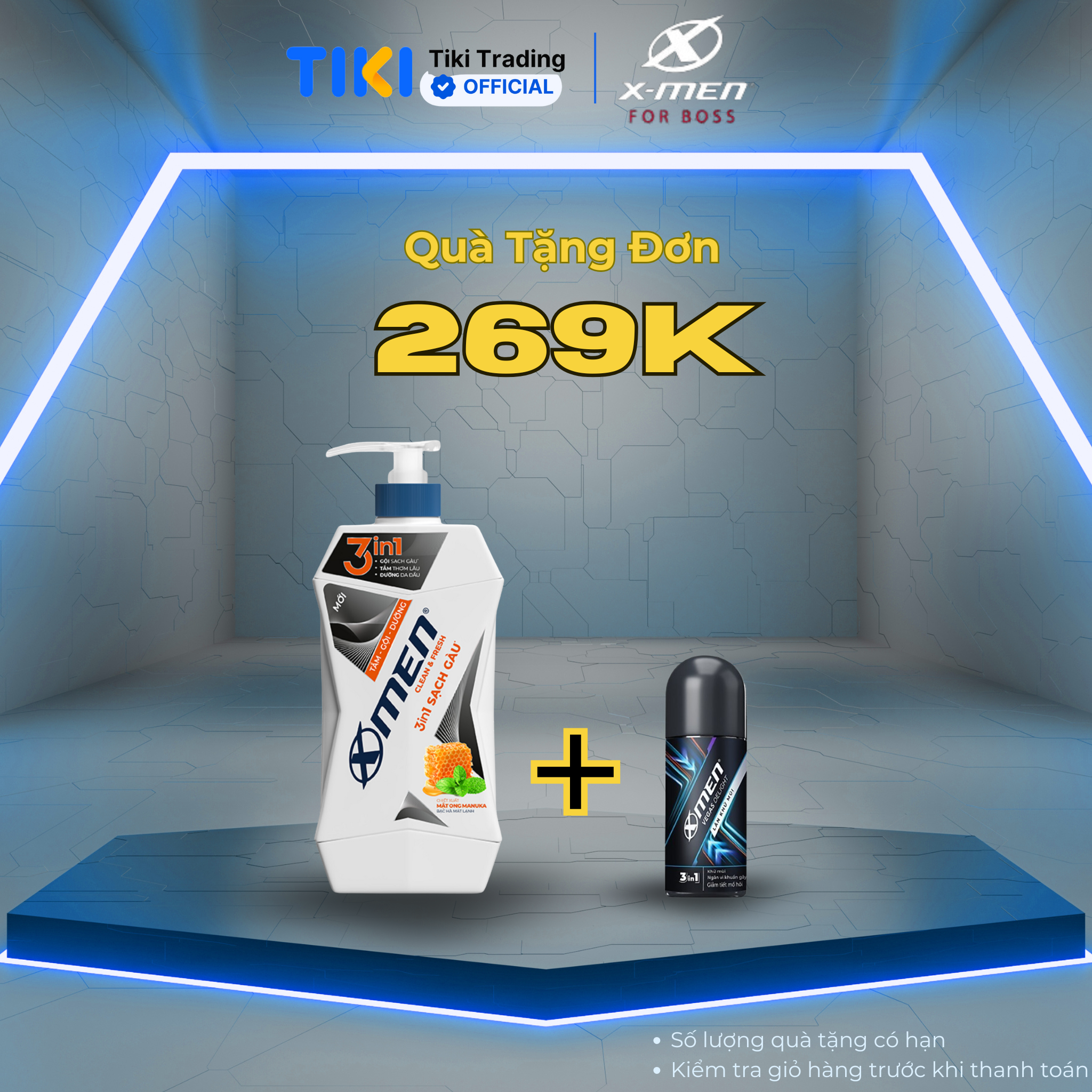 Tắm Gội Dưỡng Xmen Clean &amp; Fresh 3in1 Sạch Gàu Chai 610g