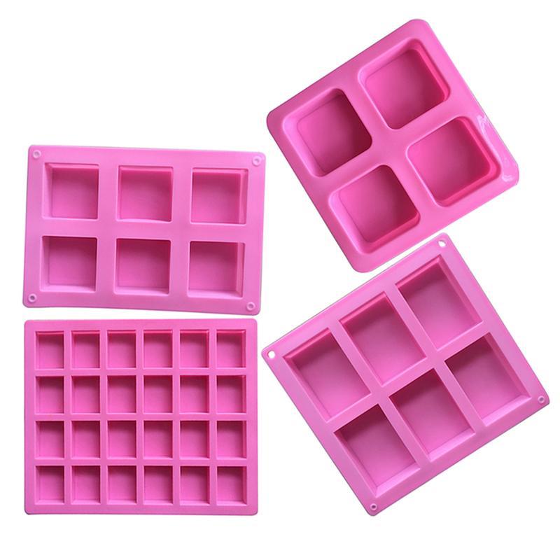1Pcs Silicone Pudding Candy Mold 4/6/24 Cavity Square Silicone Soap Mold Handmade Candle Decorating Mould Soap Craft Supplies