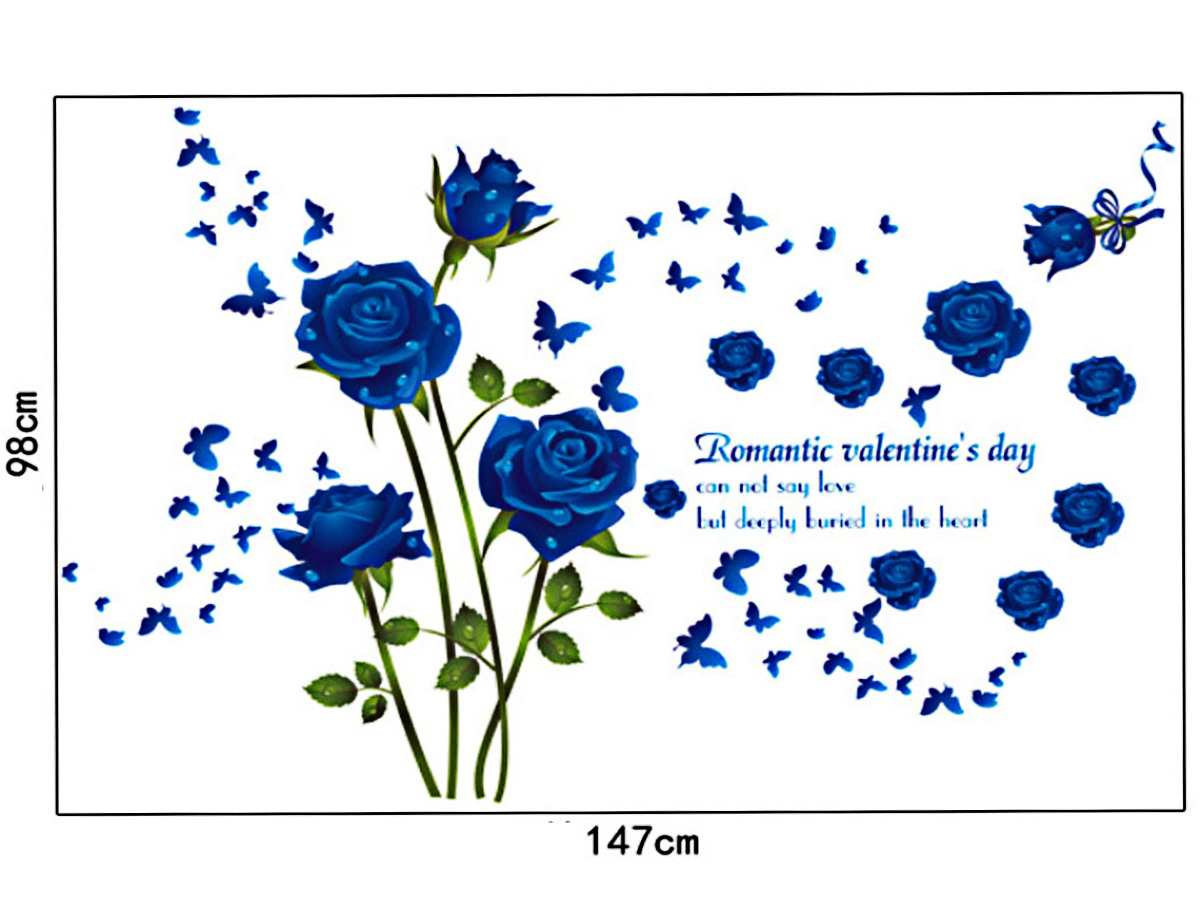 Decal dán tường hoa hồng xanh sk9195b