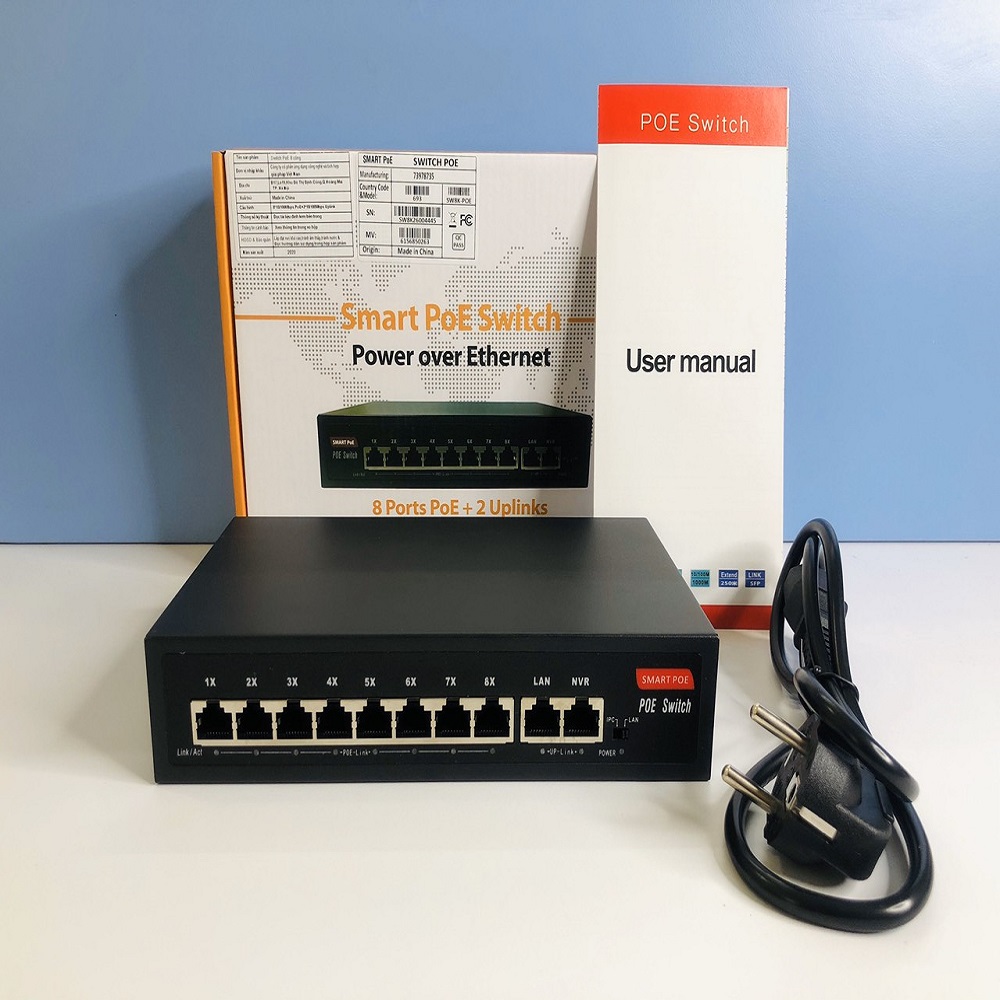 BỘ CHIA NGUỒN Smart PoE Switch 8+2 dùng cho camera IP