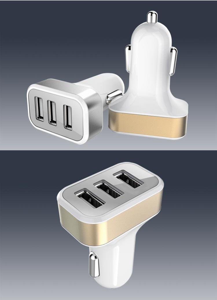 Củ sạc trên ô tô hợp kim nhôm 4.1A thông minh bộ sạc điện thoại với 3 đầu USB dung lượng lớn