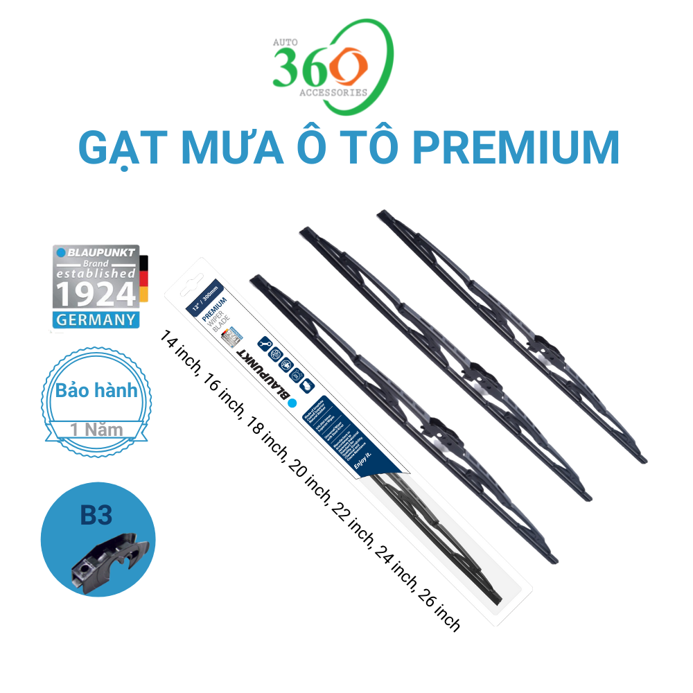 Gạt Mưa Ô Tô Chính Hãng Blaupunkt Premium 26"/650mm