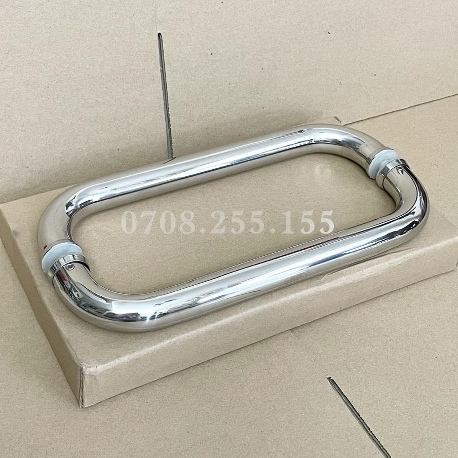 Tay nắm cửa kính cường lực chữ D inox 304 (tim lỗ 275mm, 300mm, 400mm)