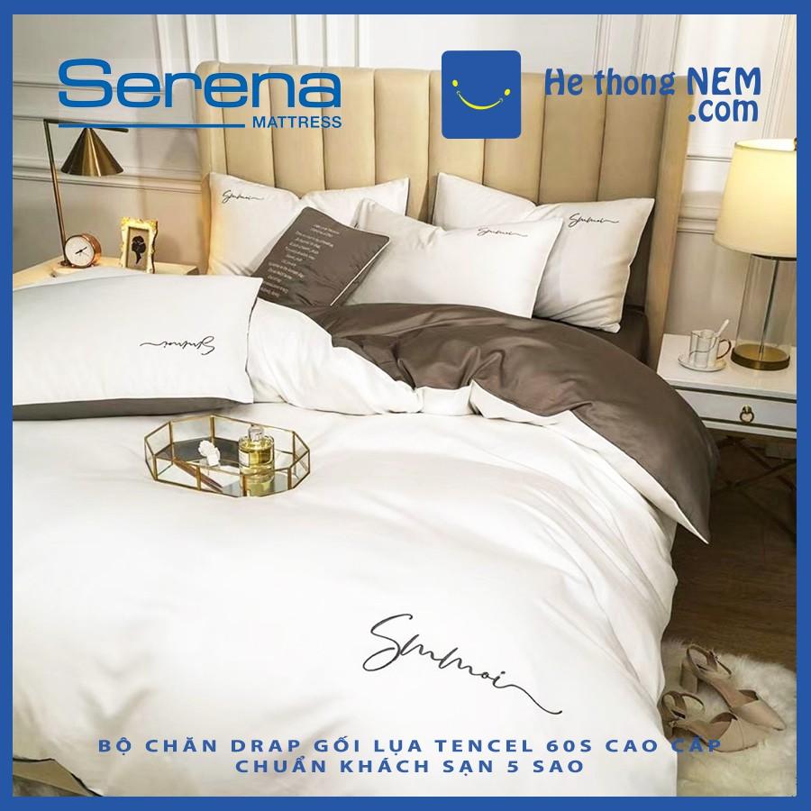 Bộ Chăn Ga Vỏ Gối Trải Giường Lụa Ai Cập SERENA Tencel Sumoi Cao Cấp Set 4 Món - Hệ Thống Nệm