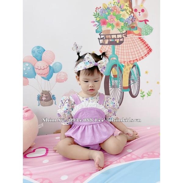 [3-12kg] Body 2 Dây NHÍM XÙ KIDS Bé Gái Sơ Sinh, Đầy Tháng, Thôi Nôi Chất Ren Nhật Phối Hoa B062