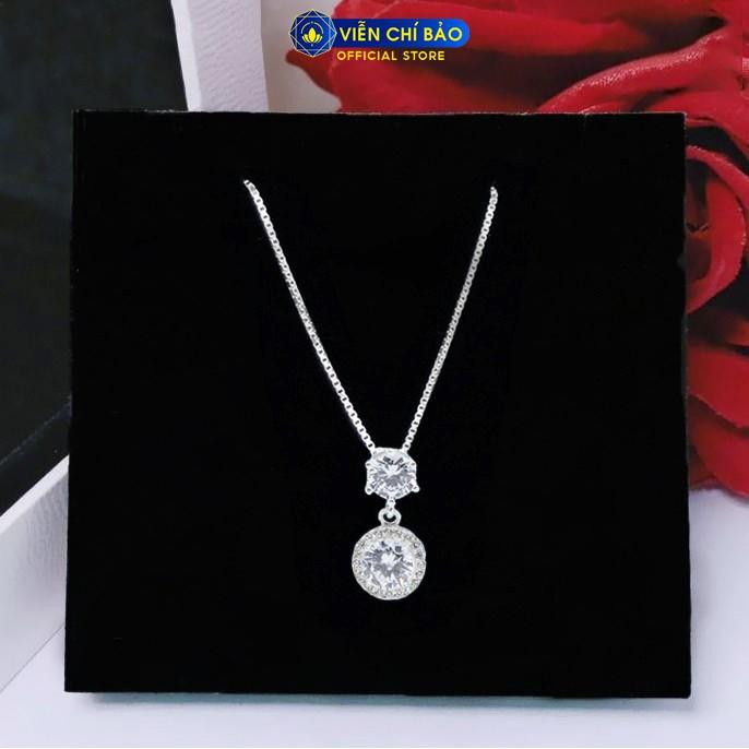 Dây chuyền bạc nữ mặt đá tròn chất liệu bạc Ý thời trang phụ kiện trang sức nữ Viễn Chí Bảo D400144 M400249