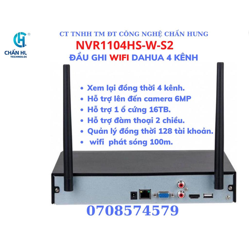 Đầu ghi hìnhDAHUA NVR1104HS-W-S2  IP Wifi 4 kênh - Hàng chính hãng