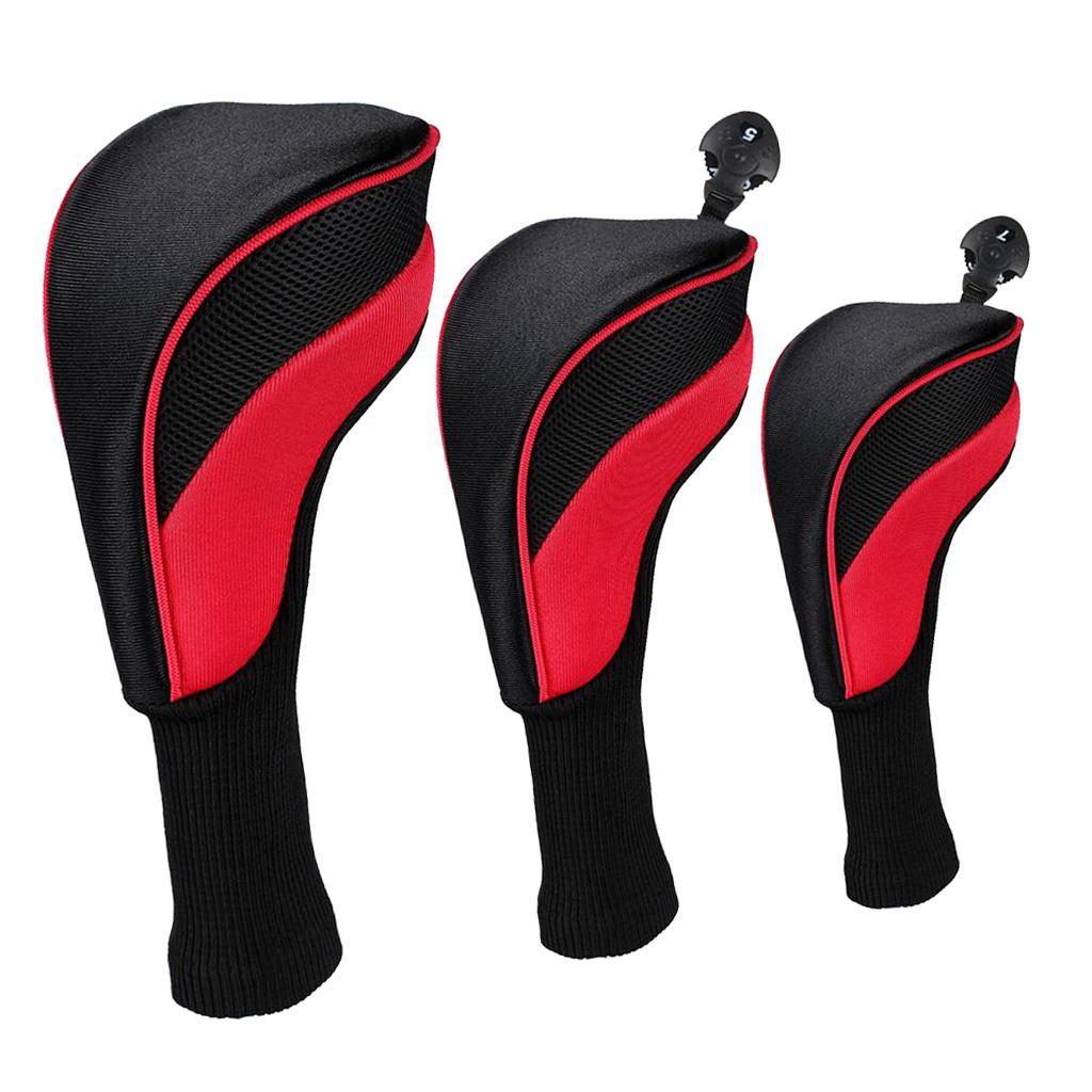3pcs Golf Club Headcover 460cc Hybrid Driver Wood Head Cover No. 1 3 5