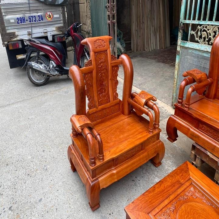Bộ bàn ghế Tần Thuỷ Hoàng tay 12 gỗ hương đá ( Cột liền , yếm liền ) 6 món hàng đẹp